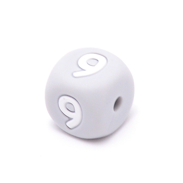 

PandaHall Silicone Beads, for Bracelet or Necklace Making, Arabic Numerals Style, Gray Cube, Num.9, 10x10x10mm, Hole: 2mm Silicone Number...