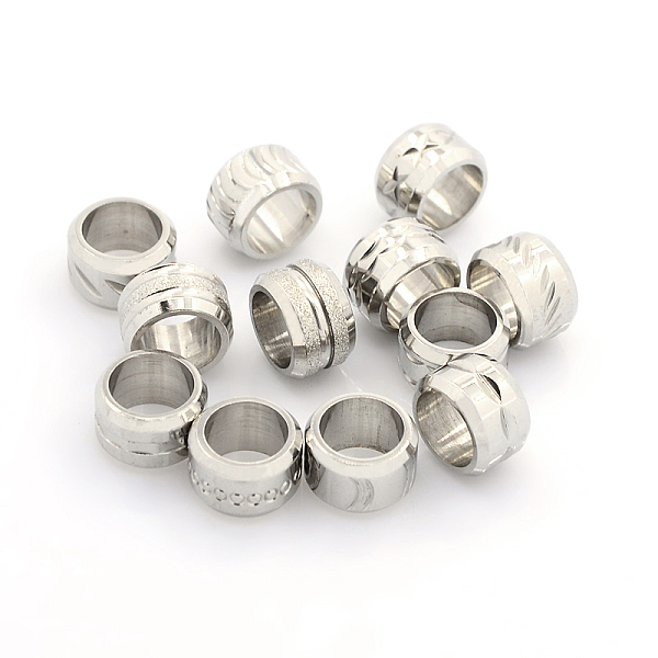 

PandaHall 304 Stainless Steel Mixed Style Column Large Hole Beads, Stainless Steel Color, 11x7mm, Hole: 8mm 304 Stainless Steel Column