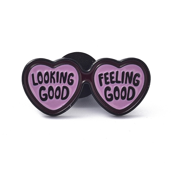 

PandaHall Looking Good Feeling Good Enamel Pin, Moon & Star Double Heart Alloy Enamel Brooch for Backpacks Clothes Bags, Electrophoresis...