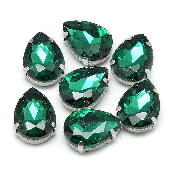 

PandaHall Sew on Rhinestone, Multi-strand Links, Glass Rhinestone, with 201 Stainless Steel Prong Settings, Garments Accessories, Faceted..., Green