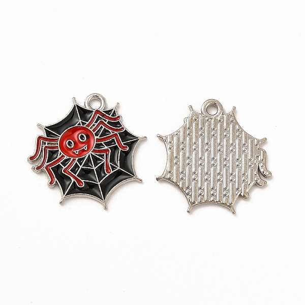 

PandaHall Rack Plating Halloween Alloy Enamel Pendants, Cadmium Free & Nickel Free & Lead Free, Spider Web with Spider, Platinum, Red...