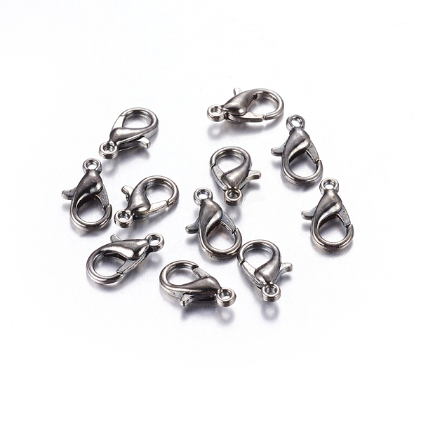 PandaHall Zinc Alloy Lobster Claw Clasps, Parrot Trigger Clasps, Cadmium Free & Nickel Free & Lead Free, Gunmetal, 16x8mm, Hole: 2mm Alloy...