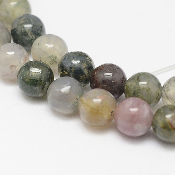 

PandaHall Natural Moss Agate Beads Strands, Round, Grad A, Colorful, 6mm, Hole: 1mm, about 63pcs/strand, 15.5 inch Moss Agate Round