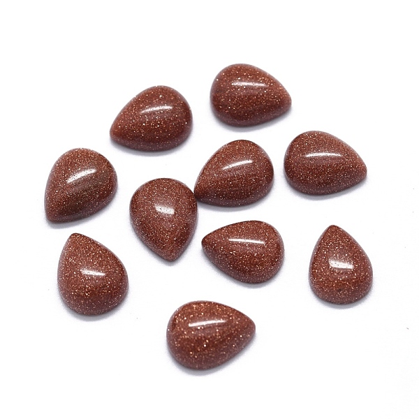 

PandaHall Synthetic Goldstone Cabochons, teardrop, 8x6x3mm Goldstone Teardrop
