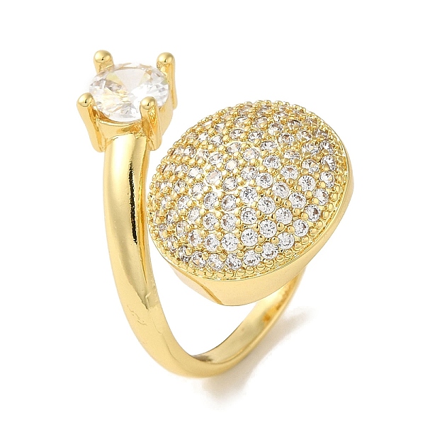

PandaHall Rack Plating Brass Micro Pave Clear Cubic Zirconia Cuff Ring, Flat Round Open Ring for Women, Cadmium Free & Lead Free...