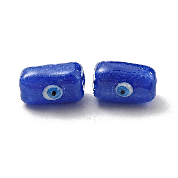 

PandaHall Opaque Glass Beads, with Enamel, Rectangle with Evil Eye Pattern, Blue, 13x9.5x7mm, Hole: 1.6mm Glass Rectangle Blue