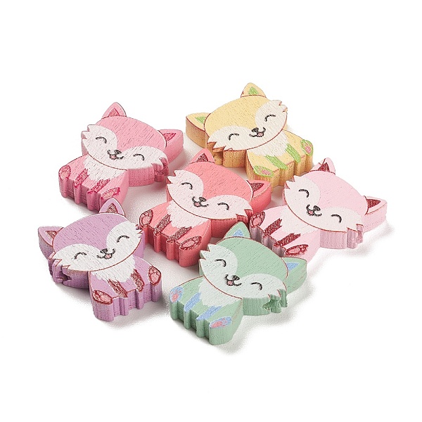 

PandaHall Spray Painted Natural Maple Wood Beads, Fox, Mixed Color, 23x18.5x5mm, Hole: 2mm, about 617pcs/500g Maple Wood Fox Multicolor