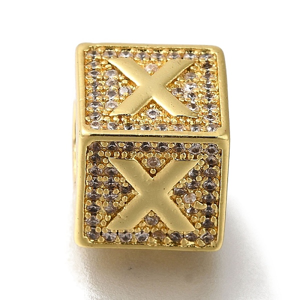 

PandaHall Brass Cubic Zirconia Beads, Letter X, Square, Letter X, 9.5x9.5x9.5mm, Hole: 6mm Brass+Cubic Zirconia Letter X
