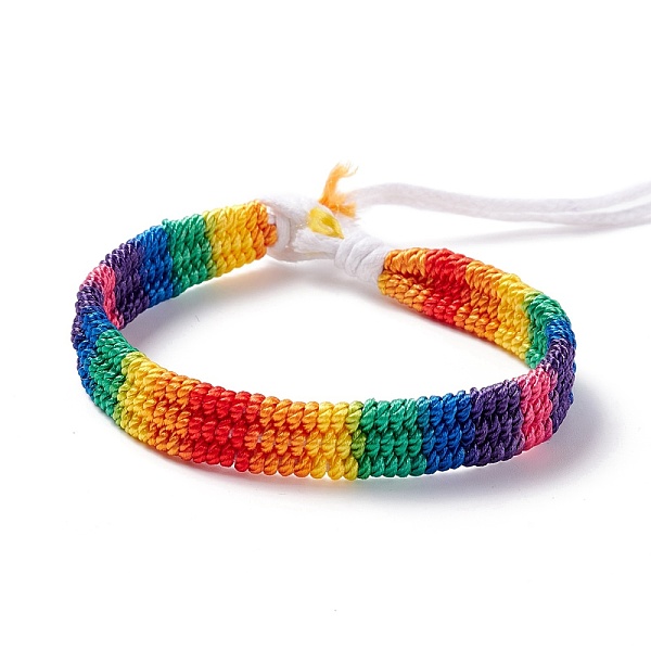 

PandaHall Rainbow Pride Bracelet, Nylon Braided Cord Bracelet for Men Women, White, 7-1/8 inch(18cm) Nylon White