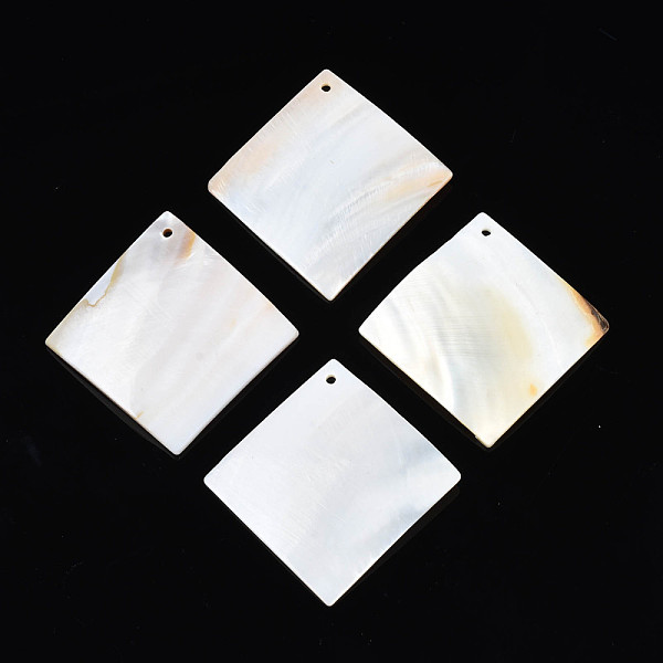 

PandaHall Natural Freshwater Shell Big Pendants, Rhombus, 53~56x55~56x1.5~8.5mm, Hole: 2mm Freshwater Shell Rhombus