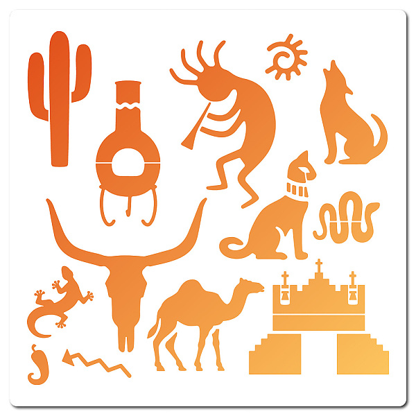

PandaHall GORGECRAFT 30x30cm Egyptian Hieroglyph Stencil Template Egyptian Cat Camel Animals Pattern Large Square Stencils Reusable Plastic...