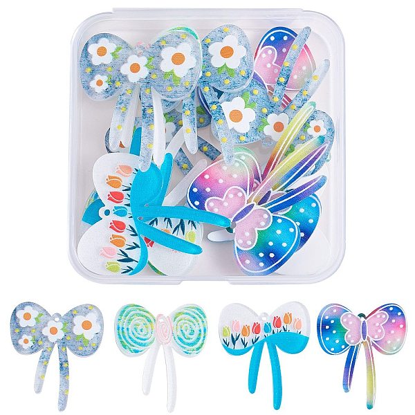 

PandaHall 16Pcs 4 Style 3D Printed Acrylic Pendants, with Glitter Powder, Bowknot, Mixed Color, 38.5x33x2mm, Hole: 1.5mm, 4pcs/style Acrylic..., Multicolor