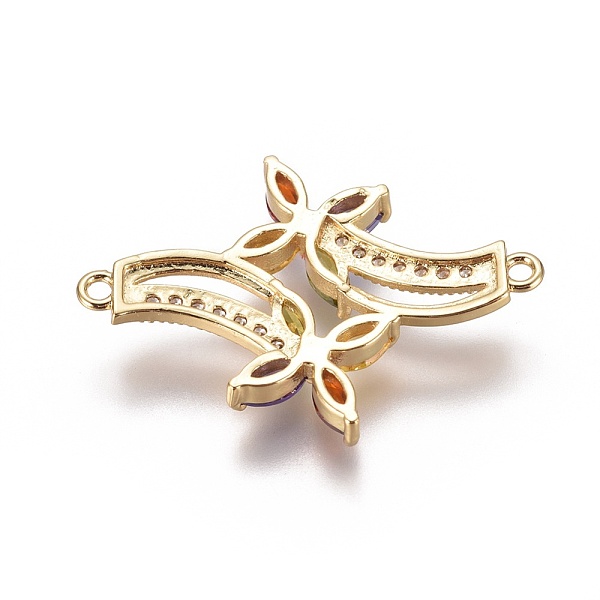 

PandaHall Brass Links, with Micro Pave Cubic Zirconia, Flower, Colorful, Golden, 35x25x4mm, Hole: 1.6mm Brass+Cubic Zirconia Flower