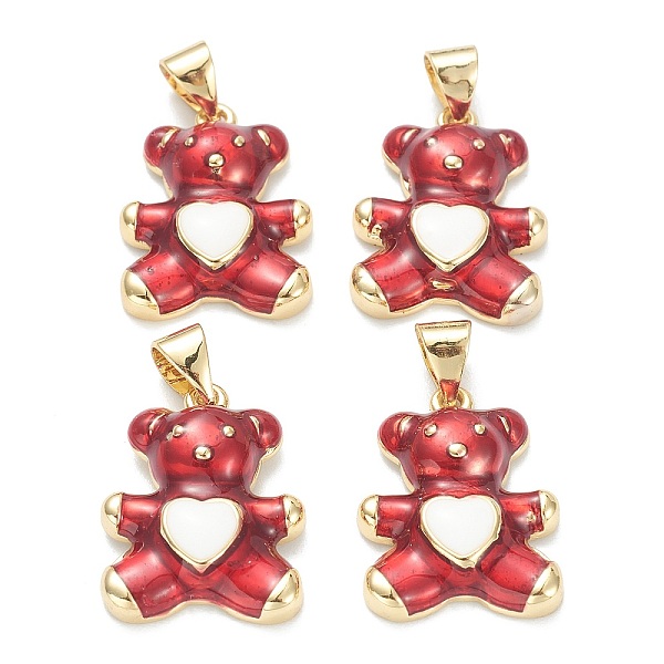 

PandaHall Brass Enamel Pendants, Real 18K Gold Plated, Long-Lasting Plated, Bear with Heart, FireBrick, 18x13.5x4mm, Hole: 5x3.5mm..., Red