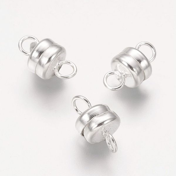 

PandaHall Column Brass Magnetic Clasps with Loops, Lead Free & Nickel Free & Cadmium Free, Silver Color Plated, 11x6mm, Hole: 2mm Brass...
