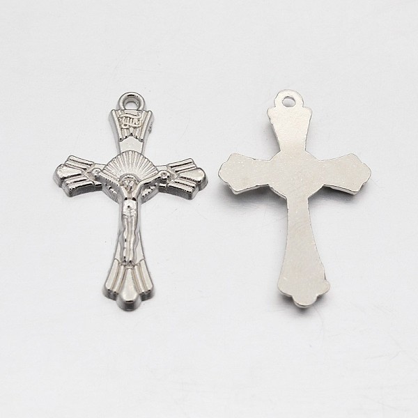 

PandaHall Tibetan Style Alloy Pendants, For Easter, Jesus Cross, Platinum, 26x17x2mm, Hole: 1mm Alloy Cross