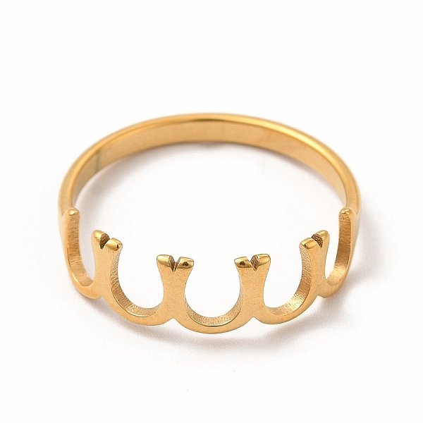 

PandaHall 304 Stainless Steel Horseshoe Finger Ring for Women, Golden, Inner Diameter: 18mm 304 Stainless Steel