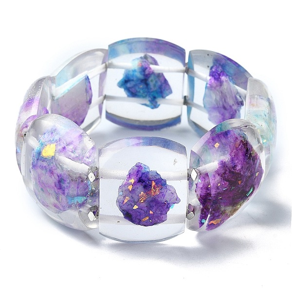 

PandaHall Dyed Natural Dolomite & Synthetic Opal Stretch Bracelets, Epoxy Resin Domino Bracelets for Women, Medium Orchid, Inner Diameter...
