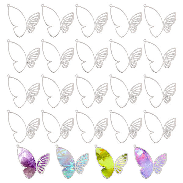 

PandaHall CHGCRAFT 24Pcs Rack Plating Alloy Pendants, Butterfly Charms, Platinum, 39.5x36.5x1mm, Hole: 1.4mm Alloy Butterfly