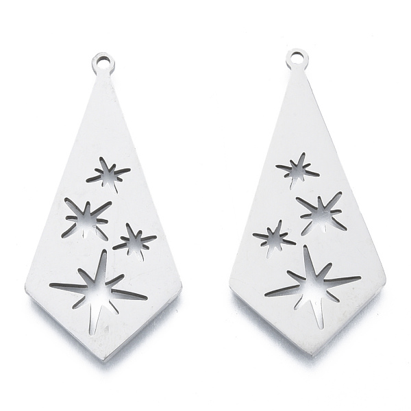 

PandaHall 201 Stainless Steel Pendants, Kite Charm with Star, Stainless Steel Color, 38.5x18.5x1mm, Hole: 1.5mm 201 Stainless Steel Others