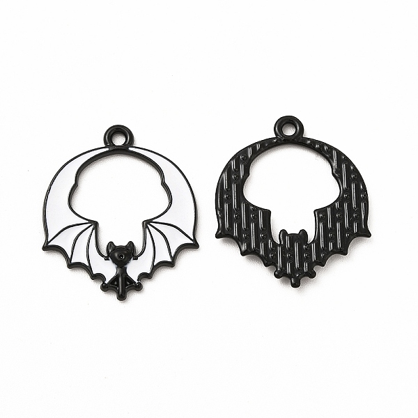 

PandaHall Rack Plating Alloy Enamel Pendants, Cadmium Free & Nickel Free & Lead Free, Halloween Theme, Bat Charm, Electrophoresis Black..., White
