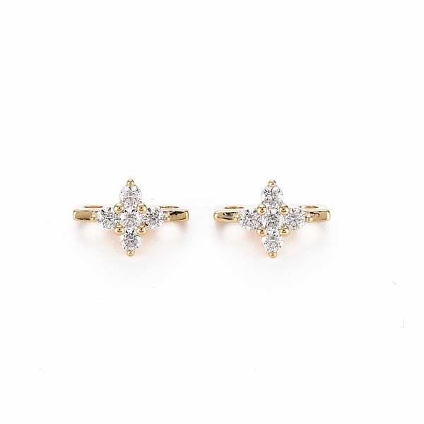 

PandaHall Brass Micro Pave Clear Cubic Zirconia Connector Charms, Nickel Free, Flower, Real 18K Gold Plated, 7x10x7mm, Hole: 1.6mm...