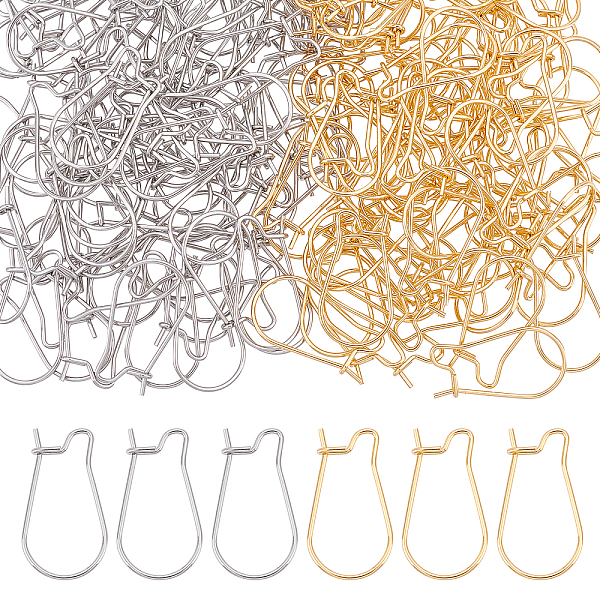 

PandaHall DICOSMETIC 200pcs 20mm Golden and Stainless Steel Color Earring Hooks Kidney Ear Wire Hypoallergenic Hoop Earrings for Jewelry...