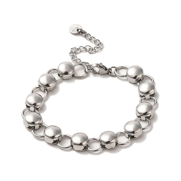 

PandaHall 304 Stainless Steel Flat Round Link Chain Bracelet, Stainless Steel Color, 6-3/8 inch(16.1cm), Wide: 8mm 304 Stainless Steel Flat...