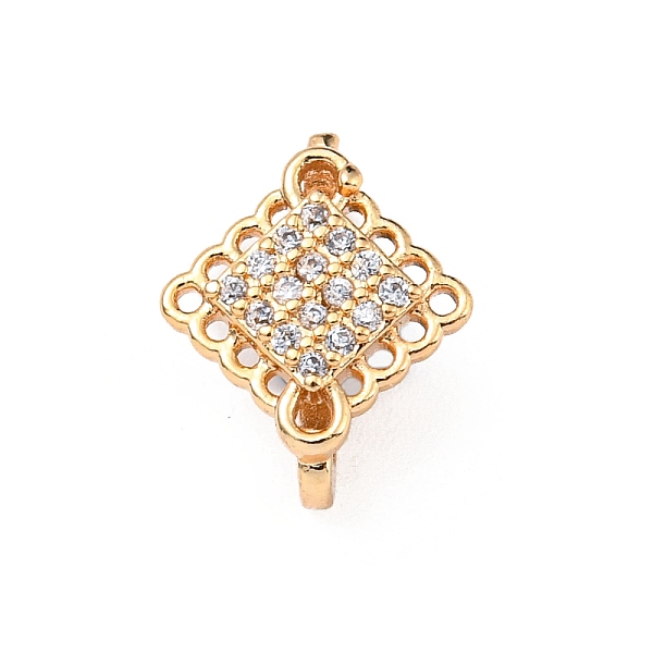 

PandaHall Rhombus Brass Pave Clear Cubic Zirconia Mutil-Strand Links, Golden, 12x9.5x2mm, Hole: 1.5mm Brass+Cubic Zirconia Rhombus Clear