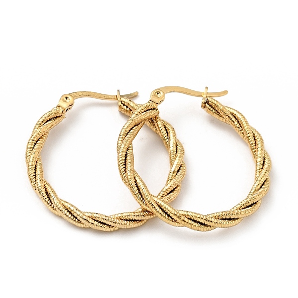 

PandaHall 303 Stainless Steel Twist Rope Hoop Earrings with 316 Stainless Steel Pins for Women, Golden, 30x3mm, Pin: 0.7mm 316 Surgical...