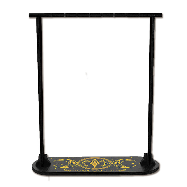 

PandaHall CREATCABIN Small Crystal Display Shelf Goddess Moon Phase Wooden Crystal Holder Stand Divination Pendulum Storage Rack Chain..., Black