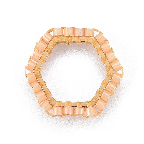 

PandaHall MIYUKI & TOHO Handmade Japanese Seed Beads, with 304 Stainless Steel Link Rings, Loom Pattern, Hexagon, Golden, PeachPuff..., Brown