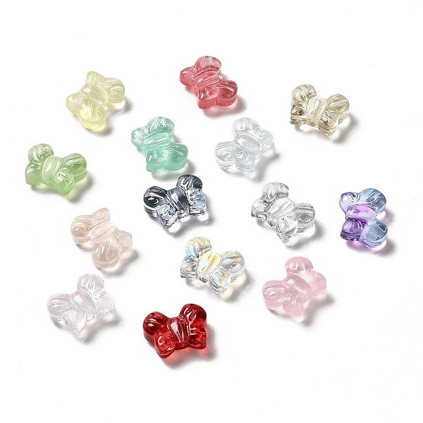 

PandaHall Spray Painted Transparent Glass Beads, Butterfly, Mixed Color, 11x15x6mm, Hole: 1mm Glass Butterfly Multicolor
