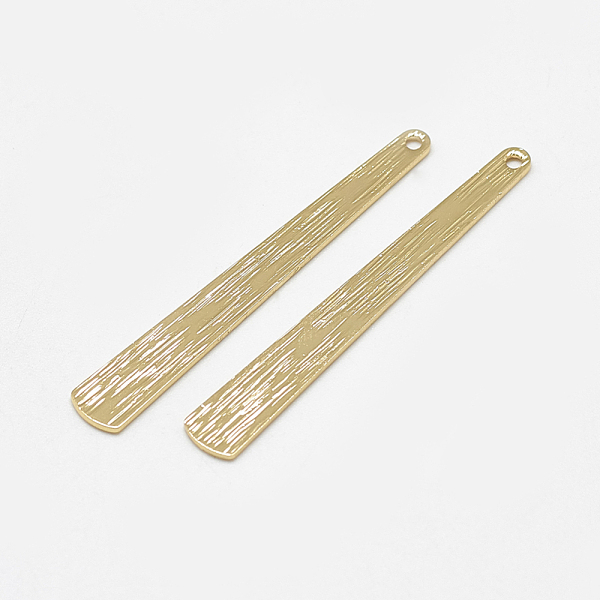 

PandaHall Brass Pendants, Real 18K Gold Plated, 43x6x1mm, Hole: 1mm Brass Others