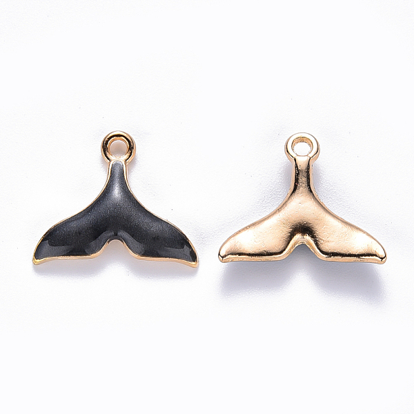 

PandaHall Alloy Enamel Pendants, Whale Tail Shape, Light Gold, Black, w Alloy+Enamel Others Black