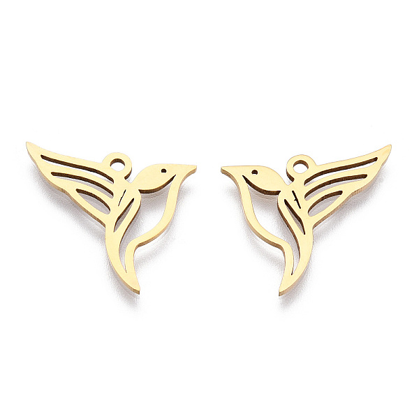 

PandaHall 201 Stainless Steel Pendants, Bird Charm, Golden, 16x18.5x1mm, Hole: 1.5mm 201 Stainless Steel Bird