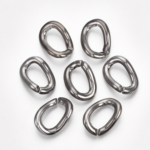 

PandaHall UV Plating ABS Plastic Linking Rings, Quick Link Connectors, For Curb Chains Making, Unwelded, Twist, Gunmetal, 29x21x9mm, Inner...