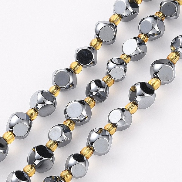 

PandaHall Terahertz Stone Beads Strands, with Seed Beads, Six Sided Celestial Dice, Faceted, 6~6.5x6~6.5mm, Hole: 1mm, about 50pcs/strand...