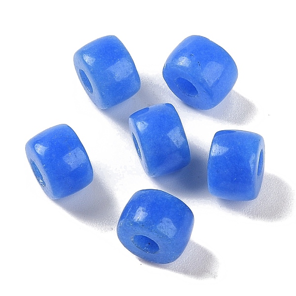 

PandaHall Dyed Natural White Jade Beads, Flat Round, Dodger Blue, 8x6mm, Hole: 3mm White Jade Flat Round