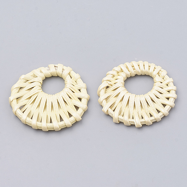 

PandaHall Handmade Spray Painted Reed Cane/Rattan Woven Pendants, For Making Straw Earrings and Necklaces, Dyed, Pearlized Effect, Flat..., Yellow