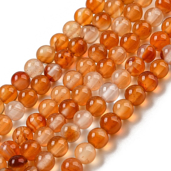 

PandaHall Natural Agate Beads Strands, Dyed & Heated, Round, 4mm, Hole: 0.8mm, about 92pcs/strand, 15 inch Natural Agate Round Orange