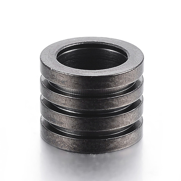 

PandaHall 304 Stainless Steel Grooved Beads, Large Hole Beads, Column, Gunmetal, 10x8mm, Hole: 7mm 304 Stainless Steel Column