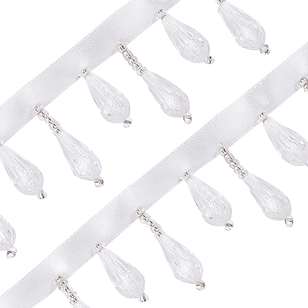 Glass Teardrop Beaded Fringe Trim