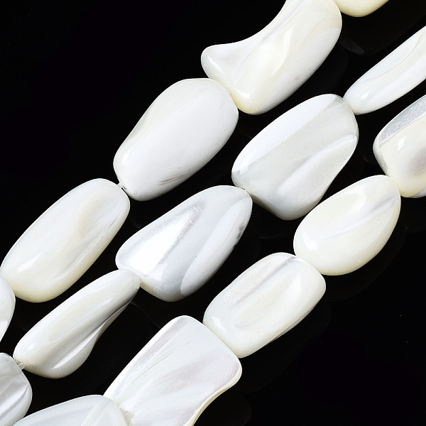 

PandaHall Natural Trochid Shell/Trochus Shell Beads Strands, Nuggets, Bleach, Seashell Color, 12~17x5~14x3~9mm, Hole: 0.7mm, about...