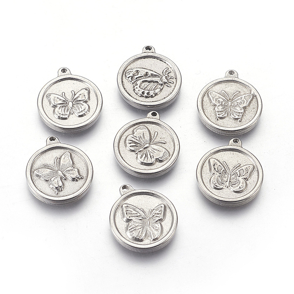 

PandaHall 304 Stainless Steel Pendants, Flat Round with Butterfly, Stainless Steel Color, 15x2.5mm, Hole: 1~1.2mm 304 Stainless Steel Flat...