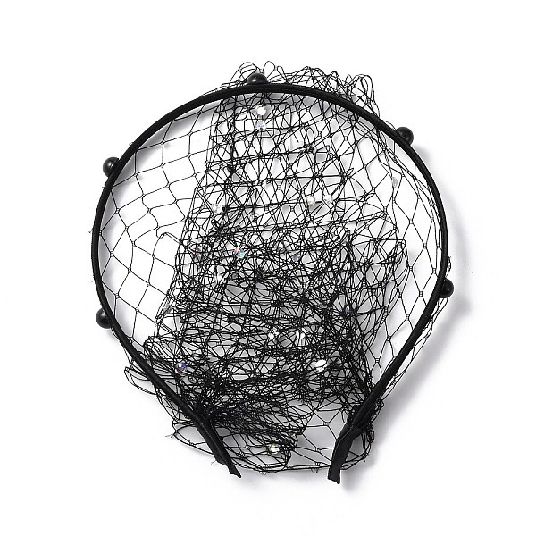 

PandaHall Bridal Rhinestones Mesh Veil Cloth Hair Bands, Hair Accessories for Women, Black, Inner Diameter: 128x110mm Cloth Black