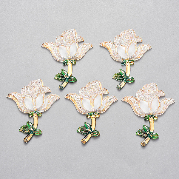 

PandaHall Valentine's Day Theme, Transparent Acrylic Links connectors, with Plated Bottom, Rose, Bisque, 51x41x5.5mm, Hole: 0.9mm Acrylic..., Orange