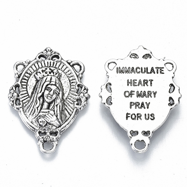 

PandaHall Alloy Chandelier Component Links, 3 Loop Connectors, for Religion, Cadmium Free & Lead Free, Oval with Virgin Mary & Words...