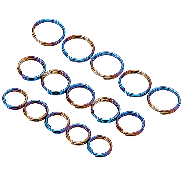 

PandaHall OLYCRAFT 15pcs Mini Split Rings 10/12/14mm Titanium Alloy Key Rings Double Loops Keychain Jump Rings Rainbow Color Rings...