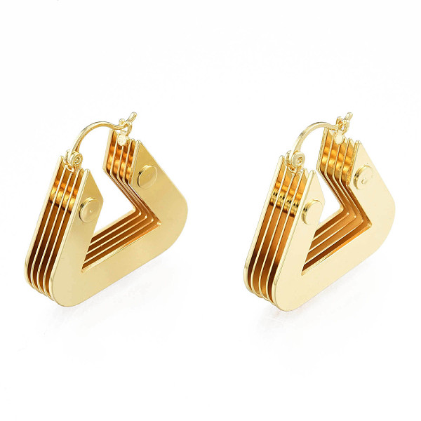 

PandaHall Brass Multi-Layer Triangle Hoop Earrings for Women, Nickel Free, Golden, 28.5x30x8mm, Pin: 0.8mm Brass Triangle